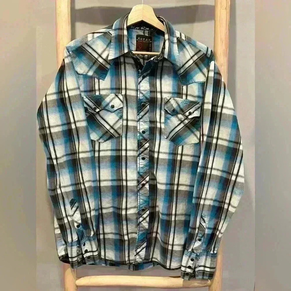 ROPER Western Shirt Mens Medium Snap Button Plaid - Picture 1 of 10